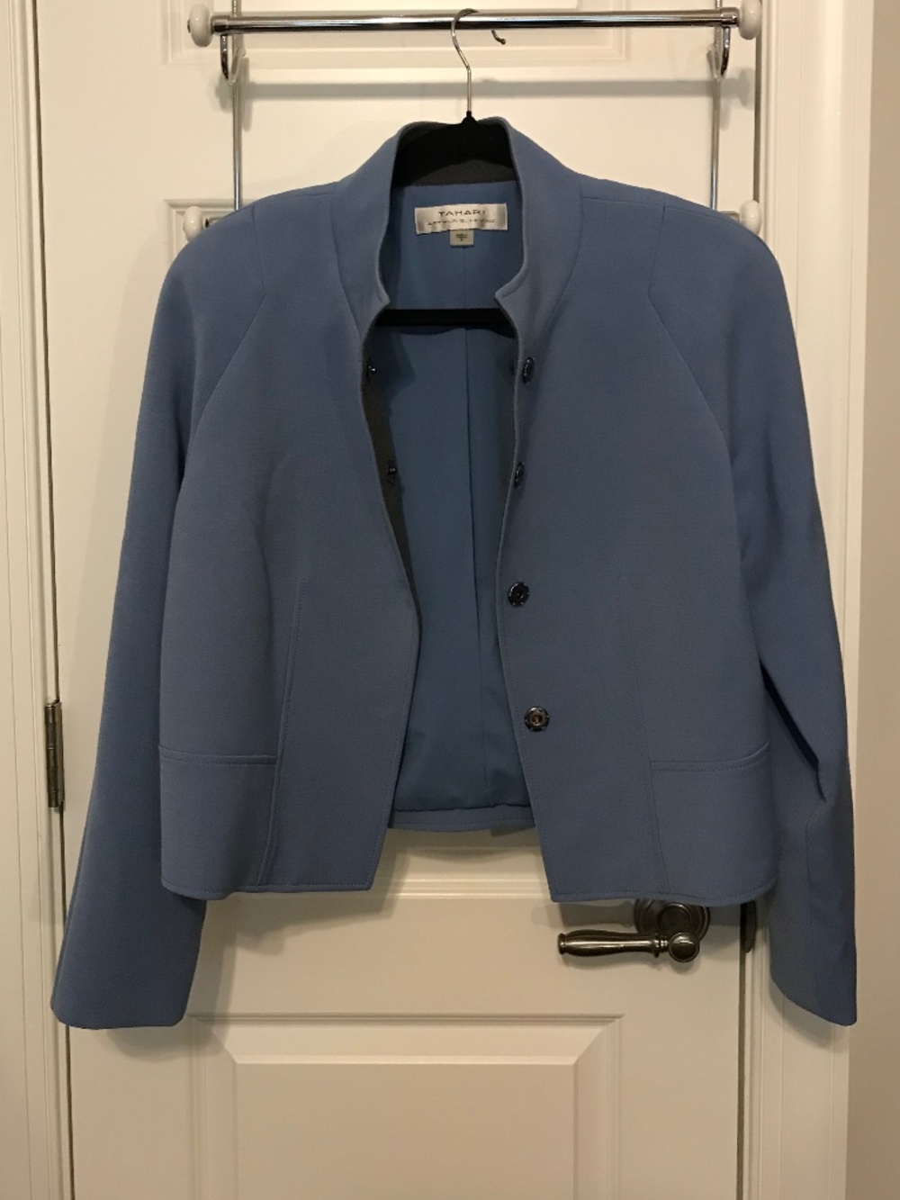 Tahari Arthur S. Levine medium blue blazer with snap closures (6)